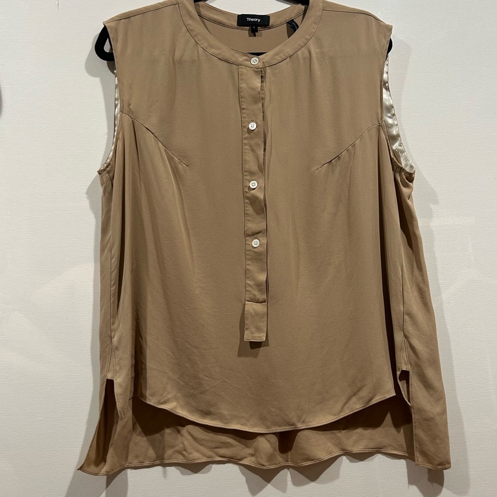 Theory Beige Sleeveless Blouse